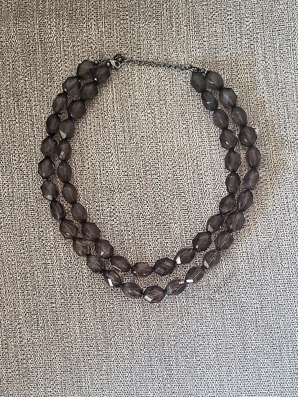 Faceted Beaded Necklace in Gray Like New
